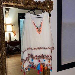 Hemant & Nandita white Silk beach dress large